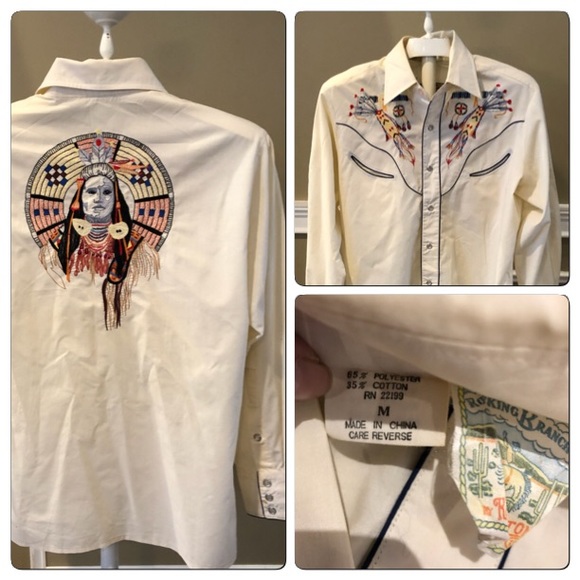 Vintage Tops - Vintage American Indian Style Cowboy shirt